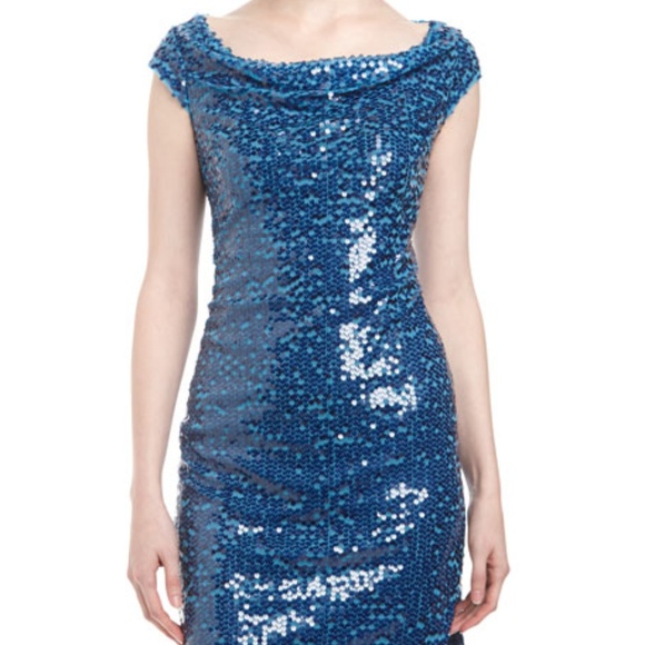 Andrew Marc Dresses & Skirts - Marc New York Blue Cowl-Neck Sequined Dress